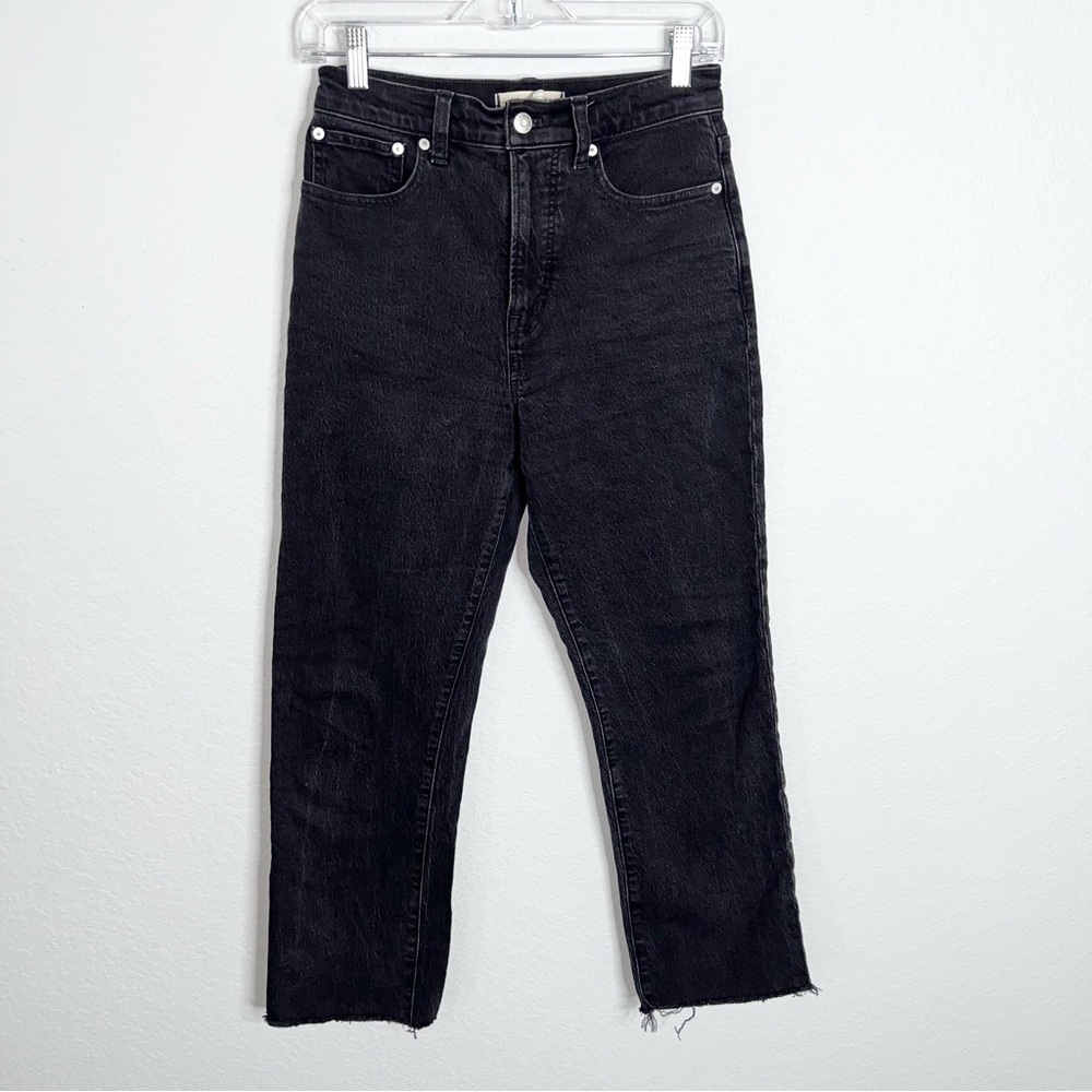Madewell 90’s Straight Jeans Women’s 26 Faded Black Raw Cut Off Hem Distressed A